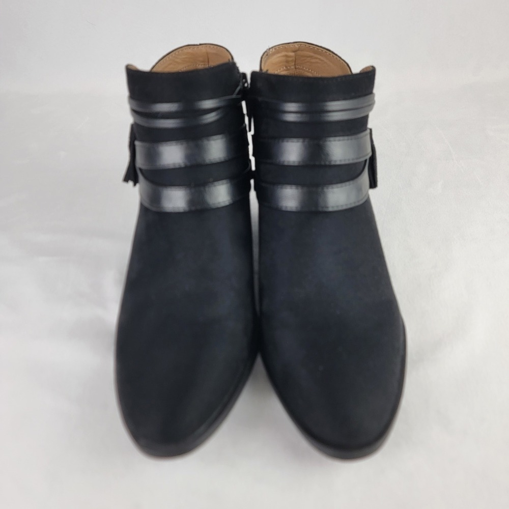 LifeStride Paloma Black Faux Suede Tassel Ankle Boots Womens 7M Strappy Comfort - Picture 2 of 10